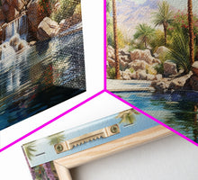 Load image into Gallery viewer, Desert Wall Art, Palm Trees Art, Oasis Print, Lake Art, Canvas Print, Wall Art, 3 Piece Wall Art, Thank You Gift, Above Bed Art, Travel Art
