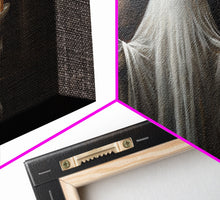 Cargar imagen en el visor de la galería, Cute Ghost Holding Candles, Framed Canvas Print, Dark Academia Wall Art, Victorian Oil Painting Style Halloween Wall Art, Ghost Print
