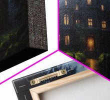 Load image into Gallery viewer, The Haunted House, Spooky Halloween Art, Haunted Victorian Mansion Framed Canvas Print, Horror Prints
