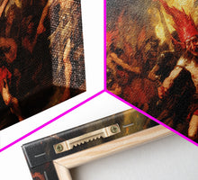 Carregar imagem no visualizador da galeria, A Scene From Hell, Demonic Art, Framed Canvas Print, Halloween Decor, Halloween Art Print, Gothic Victorian Oil Painting
