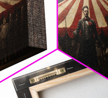 Load image into Gallery viewer, The Cursed Circus, Unique Halloween Art, Framed Canvas Print, Halloween Poster Art, Horror Prints, Victorian Oil Painting, Halloween Decor
