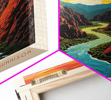 Load image into Gallery viewer, Black Canyon Of The Gunnison National Park, Framed Wall Art Canvas Print, Travel Poster, Colorado Travel Art, Roadtrip Decor, Cool Art
