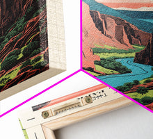 Carregar imagem no visualizador da galeria, Black Canyon Of The Gunnison National Park Travel Art, National Park Art, Minimalist Travel Art, Midcentury Modern Style Landscape Painting
