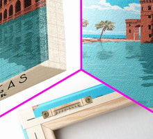 Load image into Gallery viewer, Dry Tortugas National Park Florida Travel Art, National Park Print, Minimalist Travel Art, Midcentury Modern Style Landscape Painting
