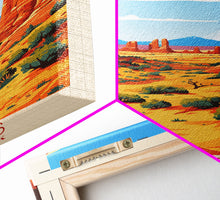 Carregar imagem no visualizador da galeria, Arches National Park, Framed Wall Art Canvas Print, Travel Poster, Travel Art, Roadtrip Decor, Cool Wall Art, Retro State Park Art
