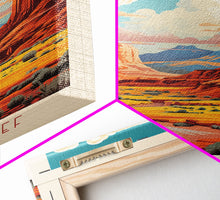 Carregar imagem no visualizador da galeria, Capitol Reef National Park Utah Travel Art, National Park Print, Minimalist Travel Art, Midcentury Modern Style Landscape Painting
