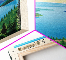 Load image into Gallery viewer, Crater Lake National Park Oregon Travel Art, National Park Print, Minimalist Travel Art, Midcentury Modern Style Landscape Painting
