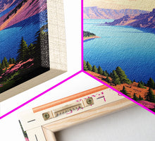 Load image into Gallery viewer, Crater Lake National Park Travel Poster Print, Canvas Print Wall Art, Oregon Travel Art, Midcentury Modern Travel Decor
