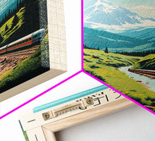 Load image into Gallery viewer, Glacier National Park Montana Travel Art, National Park Print, Minimalist Travel Art, Midcentury Modern Style Landscape Painting
