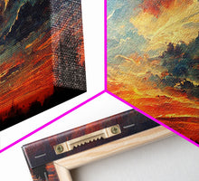 Cargar imagen en el visor de la galería, Forest Sunset Wall Decor, Oil Painting Style, 3 Piece Wall Art, Ready To Hang Canvas Print, Cool Unique Living Room Wall Art Decor
