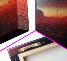 Load image into Gallery viewer, Cyberpunk Cityscape, Cyberpunk Concept Art at Sunset, Cool mancave art, 3 Piece Canvas Decor, 3 Piece Wall Art, Ready To Hang Canvas Prints
