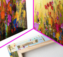 Carregar imagem no visualizador da galeria, Framed Canvas Print of Original painting, Large wall art, Boho wall décor, Flower painting, Home decor, Modern art, Bedroom decor, Panoramic
