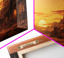 Carregar imagem no visualizador da galeria, Abandoned Wildwest Ghost Town Framed Canvas Print, Panoramic Wall Art, Wild West Decor, Southwestern Farmhouse Decor, Boom Town Art
