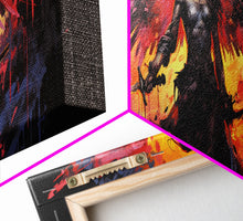 Load image into Gallery viewer, The Battle Angel, Framed Canvas Print, Game Room Art, Panoramic Painting, Panoramic Wall Art, Extra Large Wall Art
