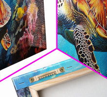 Load image into Gallery viewer, Sea Turtle Framed Canvas Print, Beautiful Sea Turtle Wall Art, Sea Turtle Print, Nursery Decor, Nursery Wall Art
