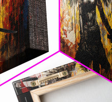 Cargar imagen en el visor de la galería, Graffiti Battle Angel, Framed Canvas Print, Game Room Art, Panoramic Painting, Panoramic Wall Art, Extra Large Wall Art
