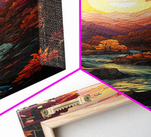 Carregar imagem no visualizador da galeria, Beautiful Fall Decor, Framed Canvas Print, Mosaic / Stained Glass Style Painting, Gliclee Print, Autumn Decor, Thanksgiving Decorations
