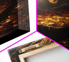 Load image into Gallery viewer, Dragon Art, Fantasy Art, Treasure Chest, Canvas Print, Wall Hanging, Portrait Art, Video Game Art, Nerdy Home Decor, Gift For Friend
