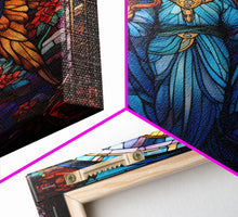 Carregar imagem no visualizador da galeria, Angel, Fantasy Artwork Canvas Print, Wall Hanging, Portrait Art, Stained Glass Art, Mystical Wall Art, Tiny House Decor, Gift For Women
