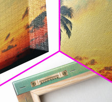 Load image into Gallery viewer, Distressed Old Photo Of Miami Beaches In the 1980s - Framed Canvas Print - Photography Print - Vaporwave Aesthetic Wall Art
