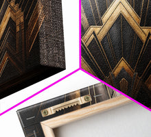 Cargar imagen en el visor de la galería, Black and Gold Art Deco Wall Art, Framed Canvas Print, 1920s Art Deco Print, Stylish Art Deco Canvas Poster, Framed or Unframed, Retro
