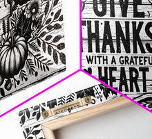 Load image into Gallery viewer, Give Thanks With A Grateful Heart Modern Farmhouse Wall Decor, Dining Room Wall Sign Kitchen Decor Large Framed Canvas Print, Fall Wall Art
