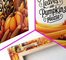 Carregar imagem no visualizador da galeria, Autumn Leaves and Pumpkins Please! Modern Farmhouse Wall Decor, Dining Room Wall Sign Kitchen Decor Large Framed Canvas Print, Fall Wall Art
