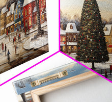 Cargar imagen en el visor de la galería, Christmas Tree In Town Square Framed Christmas Wall Art - Framed Christmas Art - Canvas Art - St. Nicholas - Winter Wonderland Centerpiece
