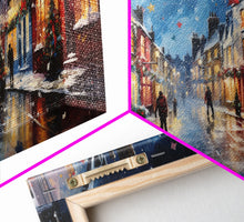 Cargar imagen en el visor de la galería, Christmas Wall Art - Framed Canvas Print - Winter Wonderland Victorian Village Decorated for Christmas - Christmas Canvas Wall Art
