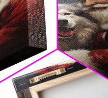 Cargar imagen en el visor de la galería, Santa Claus and his Alaskan Malamute, Christmas Wall Art, Dog Gift, Christmas Dog, Winter Wall Art, Santa Decor, Santa Art Print
