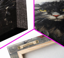 Cargar imagen en el visor de la galería, Christmas Cat In His Christmas Hat, Framed Canvas Print, Holiday Decor, Framed Canvas Print, Seasonal Wall Art
