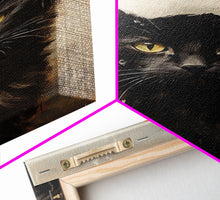 Cargar imagen en el visor de la galería, Christmas Cat In A Christmas Hat, Farmhouse Christmas, Farmhouse Decor, Framed Canvas Print, Seasonal Wall Art, Winter Decor, Christmas Art
