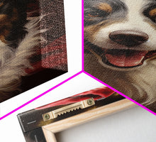 Carregar imagem no visualizador da galeria, Cute Border Collie In A Santa Hat, Framed Canvas Print, Christmas Decor, Holiday Decor, Seasonal Wall Decor, Farmhouse Christmas
