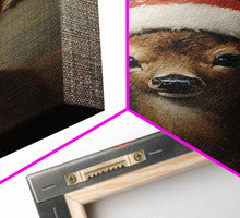 Carregar imagem no visualizador da galeria, Cute Christmas Deer - Farmhouse Christmas Decor - Fawn Dressed For Christmas - Xmas Decor - Christmas Wall Art- Holiday Decorations
