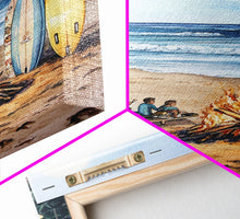 Cargar imagen en el visor de la galería, Christmas At The Beach, Framed Canvas Print, Christmas Decor, Christmas Art, Christmas Art Prints, Tropical Christmas, Beach House Art
