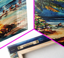 Carregar imagem no visualizador da galeria, A Beach Christmas Framed Canvas Print, Christmas Painting, Tropical Beach Xmas Decor

