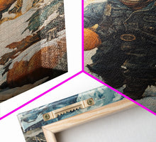 Load image into Gallery viewer, Cowboy Christmas Decor Framed Canvas Print with Pumpkin in Snow, Rustic Holiday Home Wall Art and Seasonal Gift Idea 2024
