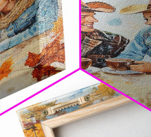 Load image into Gallery viewer, Cowboy and Cowgirl Fall Scene Framed Canvas Print - 2024 Rustic Autumn Love Country Art Gift Idea Fall Wall Decor
