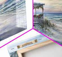 Carregar imagem no visualizador da galeria, Beach Christmas decor Framed Canvas Print winter wonderland cabin Christmas vacation decor coastal Christmas wall art holiday gift idea
