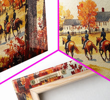 Carregar imagem no visualizador da galeria, Fall farmhouse wall art Framed Canvas Print equestrian scene autumn country decor cozy farmhouse holiday decor above sofa art gift idea
