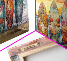 Carregar imagem no visualizador da galeria, Fall Surfboards Beach Art Print Canvas Wall Art Autumn Surfboard Beach Scene Seasonal Wall Art Framed Canvas Print Fall Beach Decor
