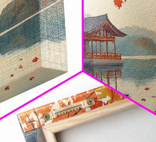 Carregar imagem no visualizador da galeria, Autumn Japanese Lake House Canvas Print | Fall Wall Art Home Decor | Seasonal Fall Art | Gift Idea | 2024 Autumn Home Wall Art
