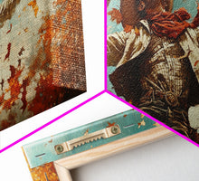 Load image into Gallery viewer, Cowboy Throwing Leaves In The Air, Funny Western Decor, Framed Canvas Print, Mood Lifting Wall Art, Fall Decor
