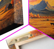 Carregar imagem no visualizador da galeria, Fall Sunset Framed Canvas Print Scenic Ranch Landscape Art Autumn Wall Decor Ideal Holiday Home Decor and Gift for Farmhouse Style
