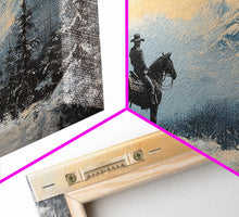Cargar imagen en el visor de la galería, Female cowboy in fall forest, Framed Canvas Print, captivating Western portrait in autumn scenery, art piece seasonal farmhouse rustic decor
