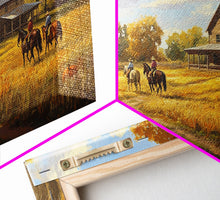 Carregar imagem no visualizador da galeria, Autumn Ranch Framed Canvas Print Pumpkin Patch Rustic Art Country Home Decor Large Fall Wall Art Farmhouse Style Thanksgiving Decor
