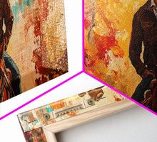 Load image into Gallery viewer, Cowboy Riding Through The Autumn Trees, Framed Canvas Print, Rustic Farmhouse Wall Art, Boho Style Seasonal Watercolor Painting
