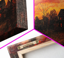 Carregar imagem no visualizador da galeria, Autumn Sunset With Pumpkins And Horse Wagon, Cozy Fall Landscape Wall Art, Rustic Country Framed Canvas Print, Warm Autumn Home Decor
