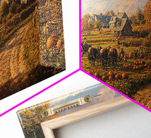 Carregar imagem no visualizador da galeria, Autumn Pumpkin Harvest Framed Canvas Print, Fall Country Farm Scene Wall Art, Best Autumn Decor, Cozy Farmhouse Gift Idea
