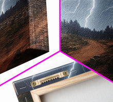 Carregar imagem no visualizador da galeria, Gloomy Haunted Graveyard At Night, Lightning Storm, Halloween Cemetery Art, ready to hang canvas print wall art
